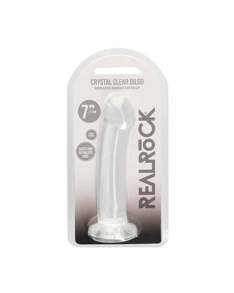RealRock Crystal Clear Non-Realistic 7 in. Dildo With Suction Cup Clear 2