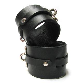 KinkLab Bondage Basics Leather Wrist Cuffs (Black)