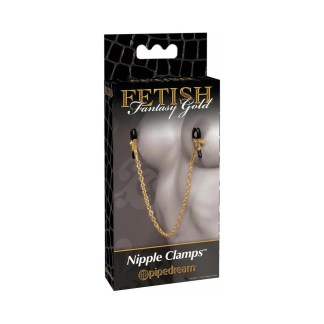 Fetish Fantasy Gold 'Nipple Clamps' with Chain (Gold & Black)
