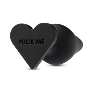 Temptasia 'Fuck Me' Silicone Anal Plug with Heart-Shaped Base Black