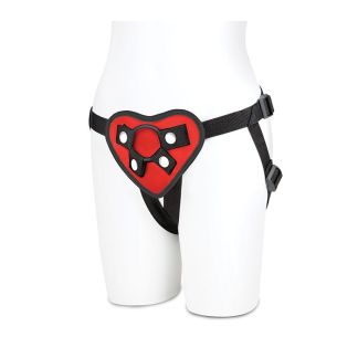 Lux Fetish Red Heart Strap On Harness Set
