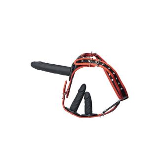 Kinky Play Box Triple Thrill Strap-On Harness Kit - Black/Red