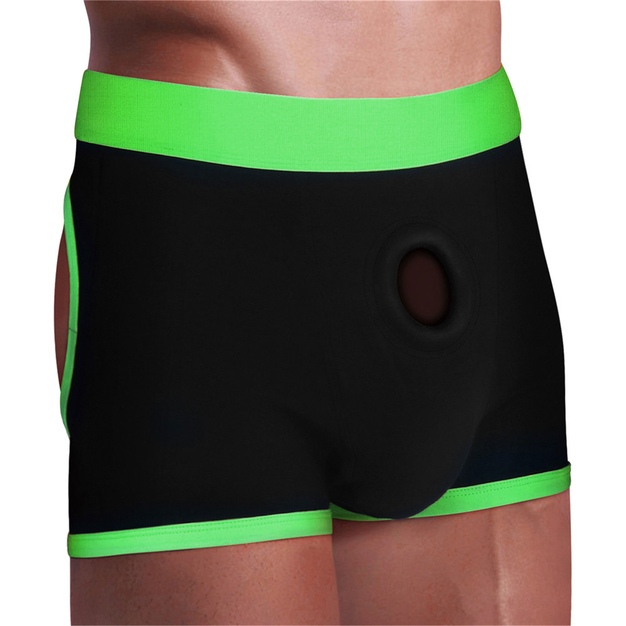 Strap-on Black/green Boxers - Xs/s