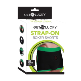 Strap-on Black/green Boxers - Xs/s